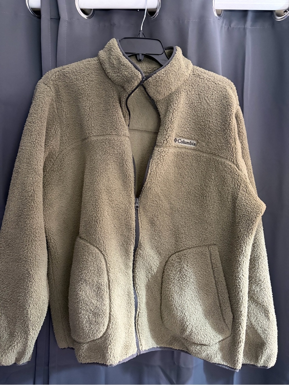 Columbia Men's Olive Sherpa Fleece Full-Zip Jacket
